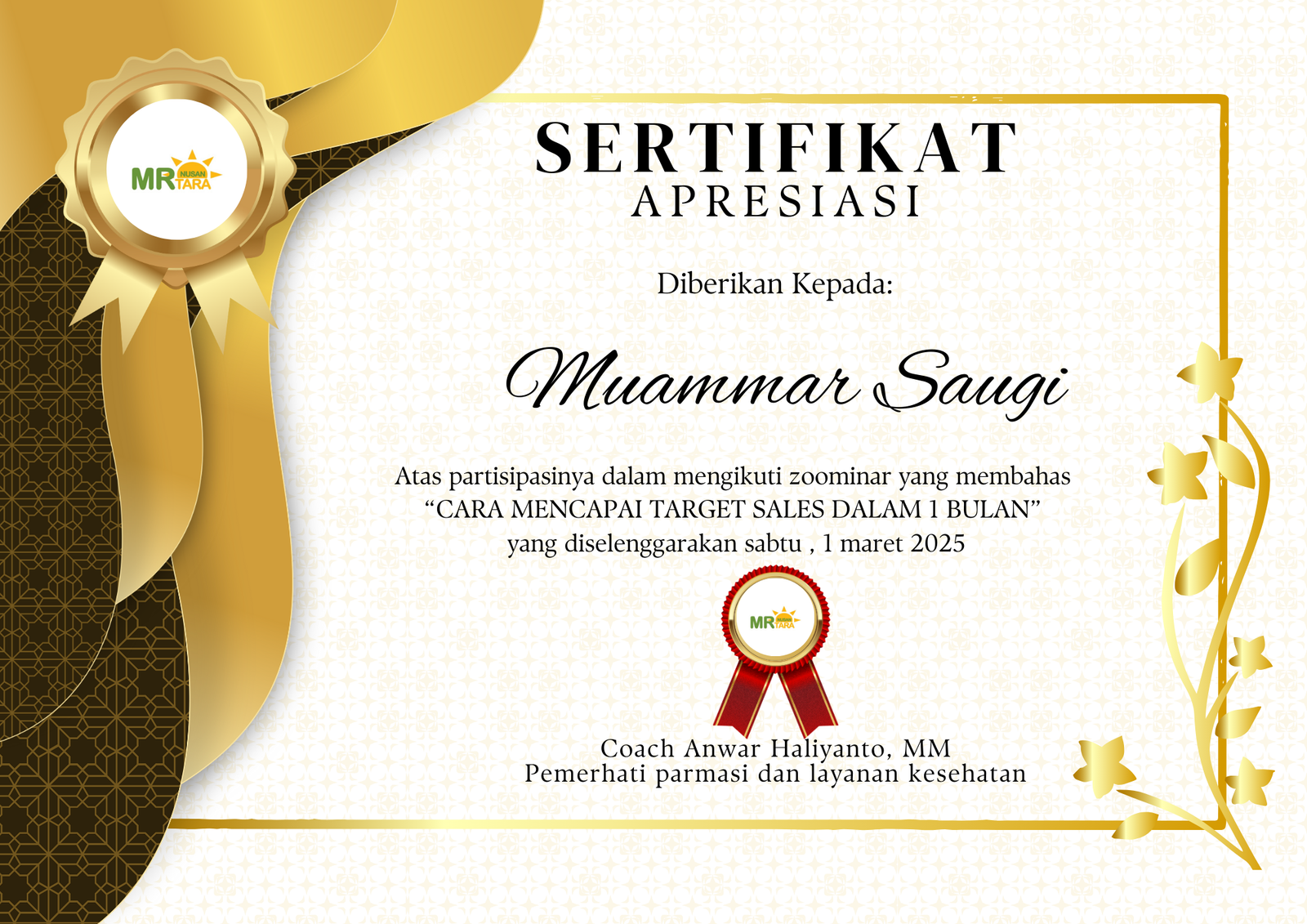 Sertifikat Zoominar 3